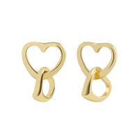 925 Silver Needle Gold-plated Simple Heart-shaped Pendant Earrings sku image 1