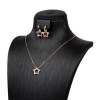 Fashion Star Inlaid Zircon Necklace Geometric Earrings sku image 7