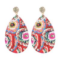 Colorful Flower Leather Print Earrings sku image 1