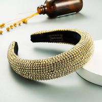 Full Diamond Fashion Gold Velvet Wide Brim Headband sku image 1