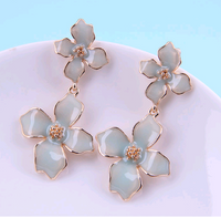 925 Silver  Korean Fashion  Flower Exaggerated Earrings main image 1