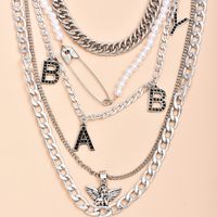 Fashion Angel Pearl Pin Multi-layer Chain Women's Necklace main image 5
