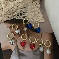 Pendientes Personalizados De Oro Con Lámina De Plata Corazón Retro main image 4