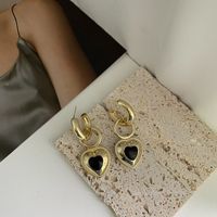 French Retro Baroque Palace Style Heart Long Earrings main image 1
