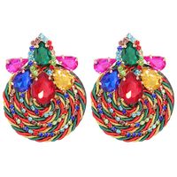 Rhinestone Geometric Round Exaggerated Earrings main image 1