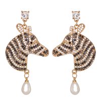 Exaggerated Stripes Color Diamond Earrings main image 2