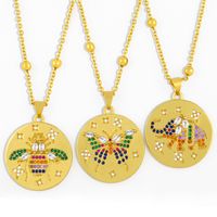 Round Medal Gold Coin Pendant Necklace main image 1