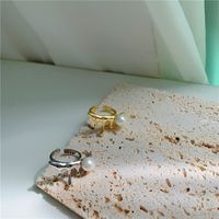 Bague De Perles De Lave Goutte D&#39;eau À Ouverture En Métal À La Mode Rétro main image 6