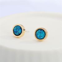 New Round Resin Blue Crystal Earrings main image 1