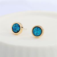 New Round Resin Blue Crystal Earrings main image 2