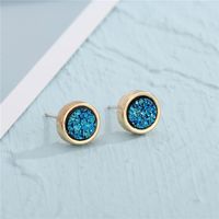 New Round Resin Blue Crystal Earrings main image 3
