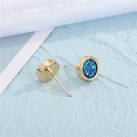 New Round Resin Blue Crystal Earrings main image 4