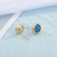 Nouvelles Boucles D&#39;oreilles Rondes En Résine Cristal Bleu main image 4