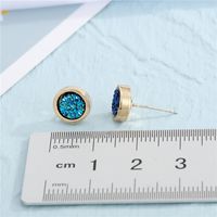 New Round Resin Blue Crystal Earrings main image 5