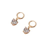 Gold-plated Peach Heart Rhinestone Earrings main image 6