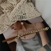 Wide Leather Chain Short Necklace sku image 1