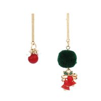 Pearl Fashionable Asymmetric Red Agate Hair Ball Christmas Earrings sku image 2