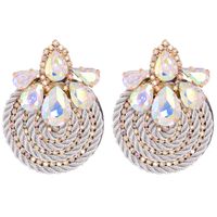 Rhinestone Geometric Round Exaggerated Earrings sku image 7