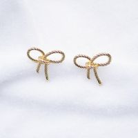 925 Silver Needle Korean Bowknot Pearl Rhinestone Earrings sku image 1