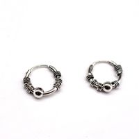 Punk Retro Tribal  Ancient Silver Round Earrings sku image 6