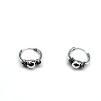 Punk Retro Tribal  Ancient Silver Round Earrings sku image 8