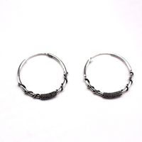 Punk Retro Tribal  Ancient Silver Round Earrings sku image 1