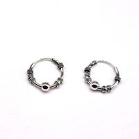 Punk Retro Tribal  Ancient Silver Round Earrings sku image 4
