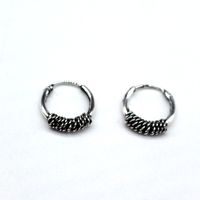 Punk Retro Tribal  Ancient Silver Round Earrings sku image 2