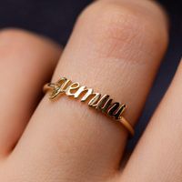 Simple Twelve Constellation Letter Ring main image 3