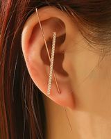 Embedded Diamond Simple Piercing Ear Needles Lightning Leaf Diagonal Stud Earrings sku image 17