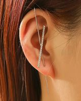 Embedded Diamond Simple Piercing Ear Needles Lightning Leaf Diagonal Stud Earrings sku image 18