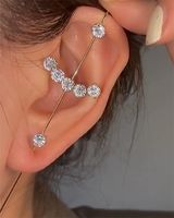 Embedded Diamond Simple Piercing Ear Needles Lightning Leaf Diagonal Stud Earrings sku image 15