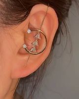 Embedded Diamond Simple Piercing Ear Needles Lightning Leaf Diagonal Stud Earrings sku image 20