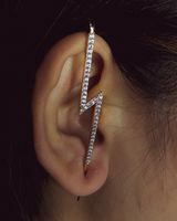Embedded Diamond Simple Piercing Ear Needles Lightning Leaf Diagonal Stud Earrings sku image 22