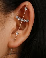 Embedded Diamond Simple Piercing Ear Needles Lightning Leaf Diagonal Stud Earrings sku image 19