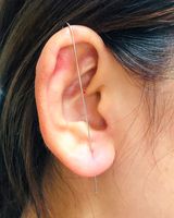 Embedded Diamond Simple Piercing Ear Needles Lightning Leaf Diagonal Stud Earrings sku image 2