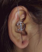 Embedded Diamond Simple Piercing Ear Needles Lightning Leaf Diagonal Stud Earrings sku image 21