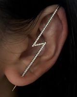 Embedded Diamond Simple Piercing Ear Needles Lightning Leaf Diagonal Stud Earrings sku image 24