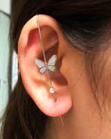 Embedded Diamond Simple Piercing Ear Needles Lightning Leaf Diagonal Stud Earrings sku image 13