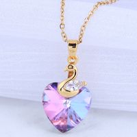 Korean Fashion Swan Crystal Heart  Necklace main image 1