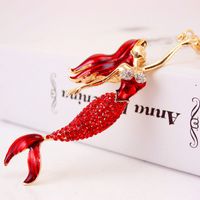 Korean Creative Cute Diamond Mermaid Rhinestone  Keychain main image 4