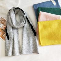 Striped Knitted Wool Korean Thickened Long Warm Scarf main image 6