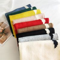 Striped Knitted Wool Korean Thickened Long Warm Scarf main image 5