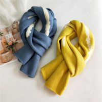 Striped Knitted Wool Korean Thickened Long Warm Scarf main image 4