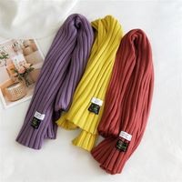 Korean Striped Solid Color Wool Knitted Warm Scarf main image 6