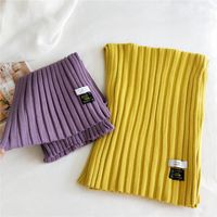 Korean Striped Solid Color Wool Knitted Warm Scarf main image 5