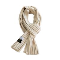 Korean Striped Solid Color Wool Knitted Warm Scarf main image 3