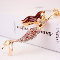 Korean Creative Cute Diamond Mermaid Rhinestone  Keychain sku image 11