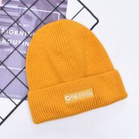 Korean Solid Color Knitted Wool Embroidery Fashion Warm Hat sku image 1