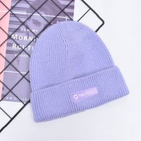 Korean Solid Color Knitted Wool Embroidery Fashion Warm Hat sku image 3